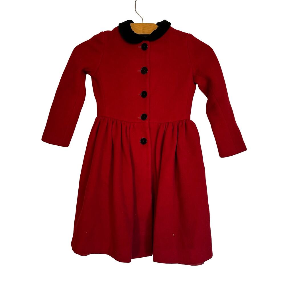 Ralph Lauren Girl's Red Peacoat Peter Pan Collar Wool Dress Coat Jacket Size 6